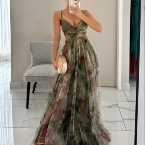 Ladies’ Mesh Printing Slip Dress