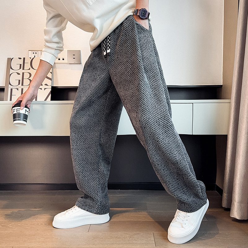 New Starry Sky Slanted-Stripe Loose Straight-Cut Casual Pants – Image 4