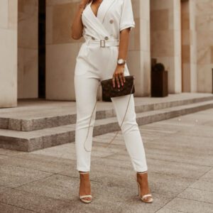 Women’s Clothing Fashion Tailored Collar Fit Slim-fit Commute Jumpsuit