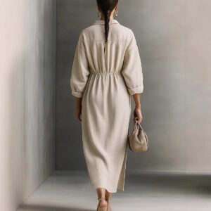 Women’s Casual Chic Elegant Long Sleeve Lapel Split Dress