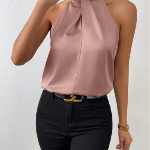 Women’s Satin Halter Sleeveless Vest
