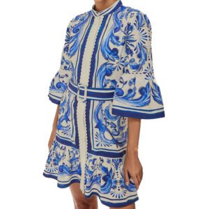 Women’s Retro-style Crew-neck Defined Waist Dress