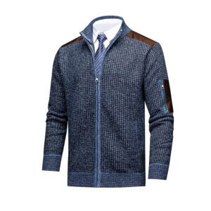Turtleneck Knitted Cardigan With Fleece Lining For Extra Warmth