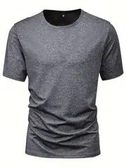 Mens Fashion Sports T-Shirt Casual Stretch Crew Neck
