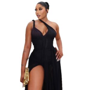 Irregular Skirt Slash Neck Backless Figure-hugging Long Dress