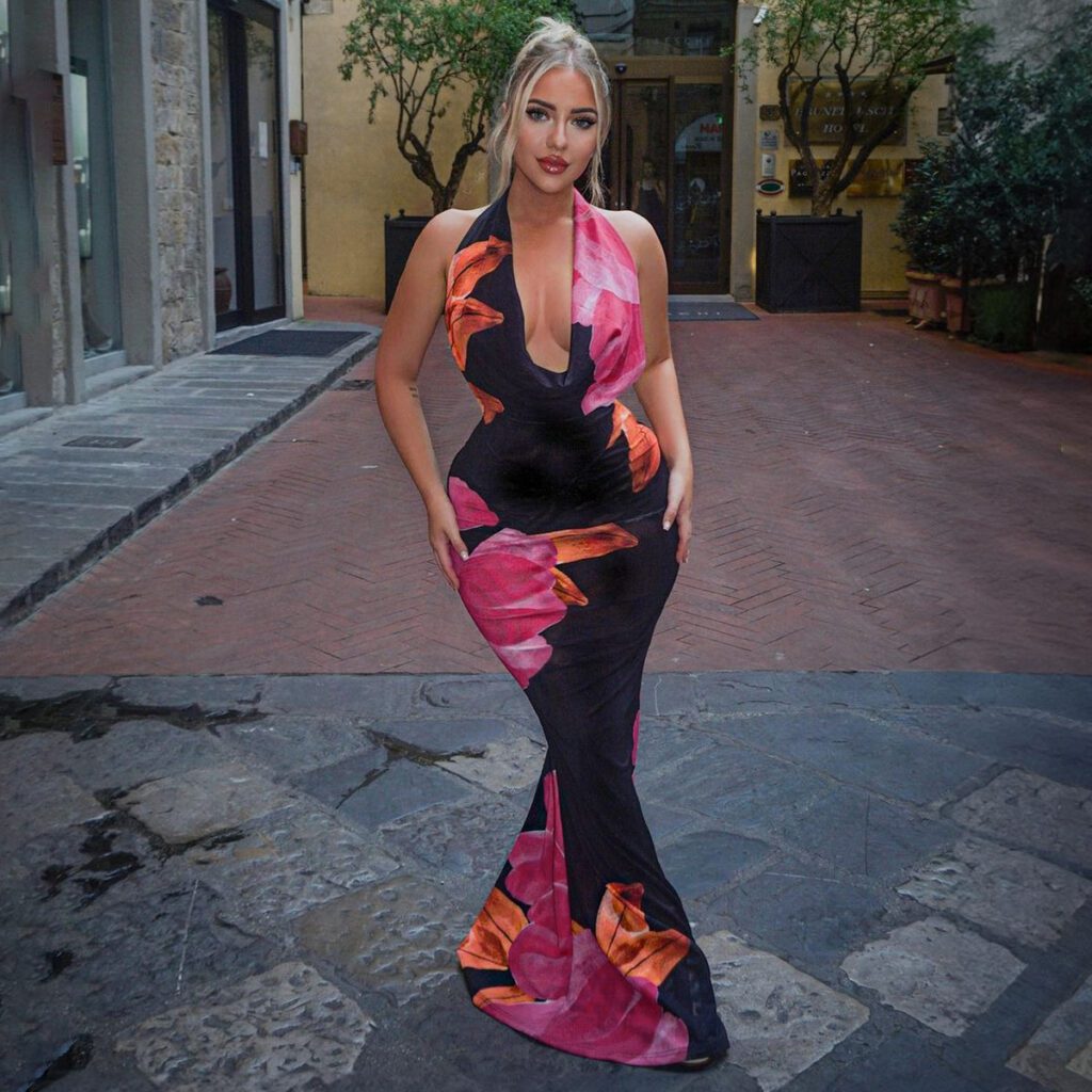 Lace-up Slim-fit Waist-cinching Dress