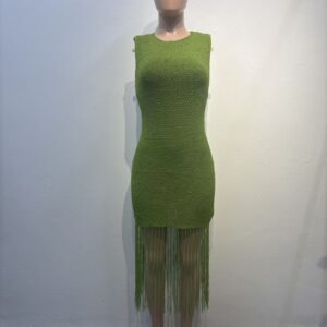 Women’s Slim Fit Elastic Mid-Length Beach Cover-Up Tassel Knit Dress