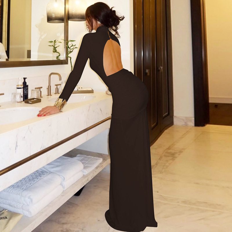 Fashionable Backless Dress With Buttons For Women