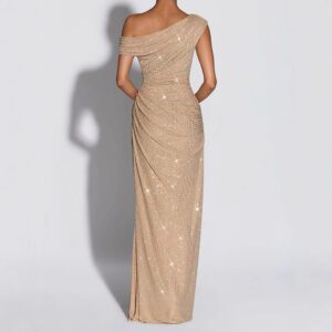 Women’s Fashionable And Elegant Corset Pleated Sexy Off Shoulder Long Dress