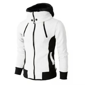 Men’s Zip UP Hooded Jacket Fake Two Piece Sports Cardigan Casual Slim Sweatshirt Jacket