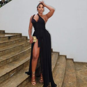 Irregular Skirt Slash Neck Backless Figure-hugging Long Dress