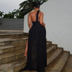 Irregular Skirt Slash Neck Backless Figure-hugging Long Dress