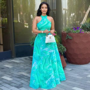 Elegant Women’s Commuter Printed Street-Style A-Line Dress