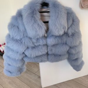 Women’s Fur Coat Fox Fur Stitching Short Lapel Long Sleeve Coat