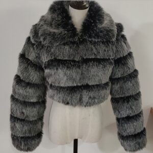 Women’s Fur Coat Fox Fur Stitching Short Lapel Long Sleeve Coat