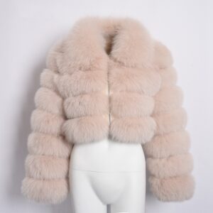 Women’s Fur Coat Fox Fur Stitching Short Lapel Long Sleeve Coat
