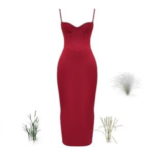 Ladies New Camisole Wine Red Evening Dress