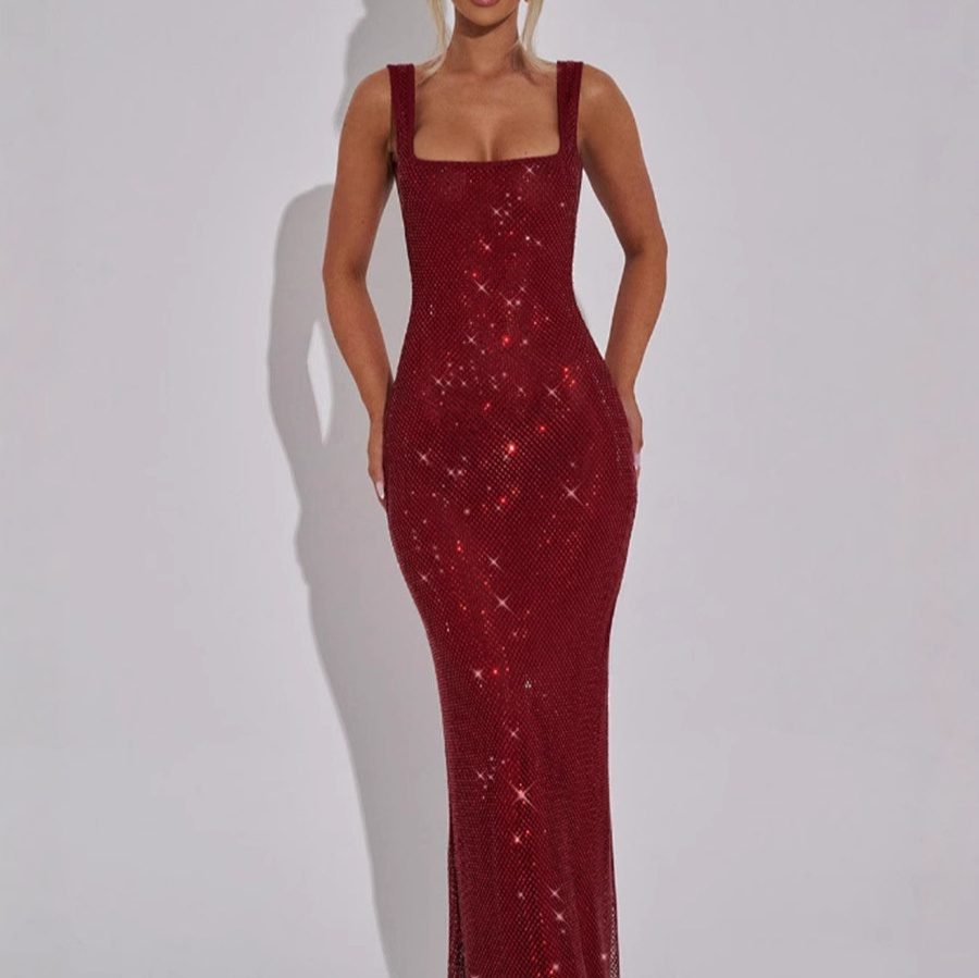 Double-shoulder Strap Sequins Net Drill Suspenders Dress - Image 8