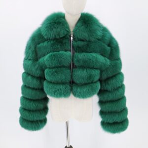 Women’s Fur Coat Fox Fur Stitching Short Lapel Long Sleeve Coat