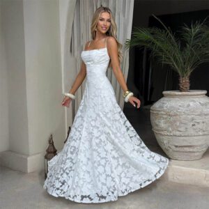 Summer Women’s Sexy Sling Chiffon Elegant Backless Dress