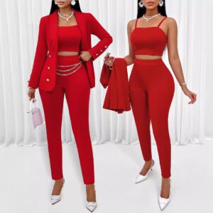 Women’s Temu Fall Winter Fashion Long Sleeve Small Suit Outfit Three-piece Suit