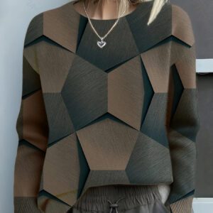 3D Digital Print Flannel Christmas Women’s Round Neck Sweatshirt Autumn Winter