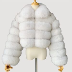 Women’s Fur Coat Fox Fur Stitching Short Lapel Long Sleeve Coat