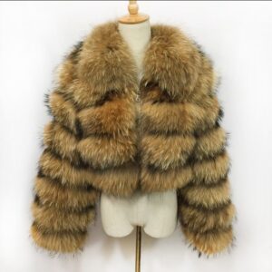 Women’s Fur Coat Fox Fur Stitching Short Lapel Long Sleeve Coat