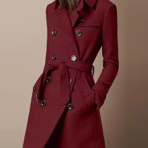 Double Breasted Casual Woolen Coat Women’s Clothing