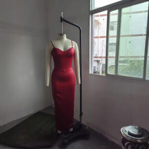 Ladies New Camisole Wine Red Evening Dress