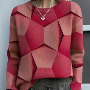 3D Digital Print Flannel Christmas Women’s Round Neck Sweatshirt Autumn Winter