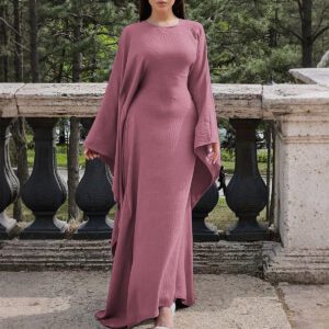 Temperament Pure Color Long Sleeve Dress Women