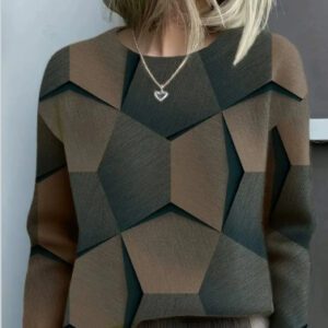 3D Digital Print Flannel Christmas Women’s Round Neck Sweatshirt Autumn Winter