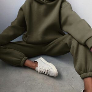 Simple Solid Color Hooded Casual Suit