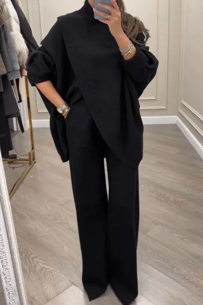 V-neck Single-breasted Slim-fit Knitwear Two-piece Set - Image 8