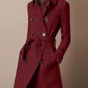 Double Breasted Casual Woolen Coat Women’s Clothing