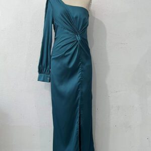 Women’s One-shoulder Split Dress Ins Fashion Long-sleeved Slim Long Dresses Party Evening Clothing