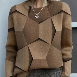 3D Digital Print Flannel Christmas Women's Round Neck Sweatshirt Autumn Winter