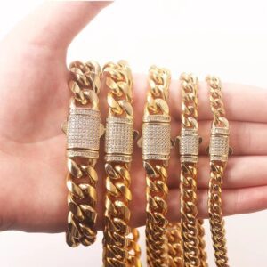 Micro-pave Zircon Polished Bronze Buckle Necklace