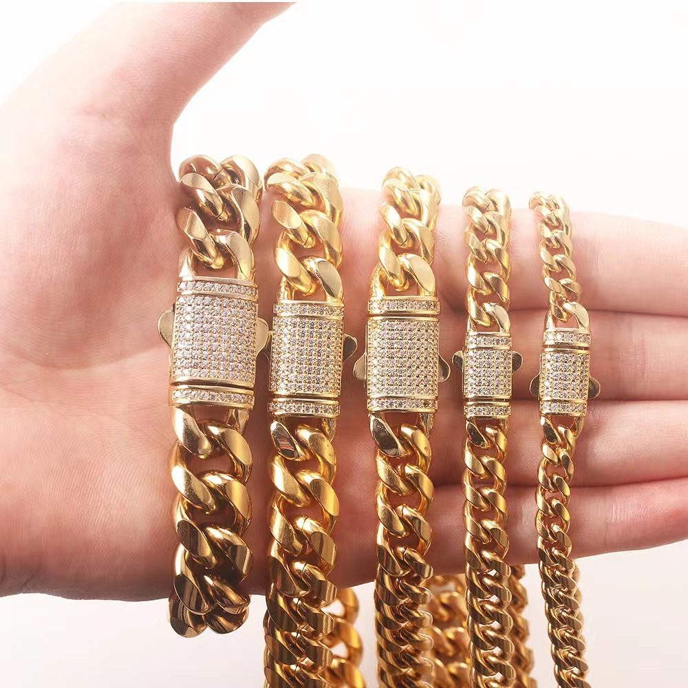 Micro-pave Zircon Polished Bronze Buckle Necklace