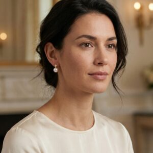 925 Sterling Silver Elegant White Round Pearl Earrings Featuring Shimmering Diamond Accents in Gilded Settings