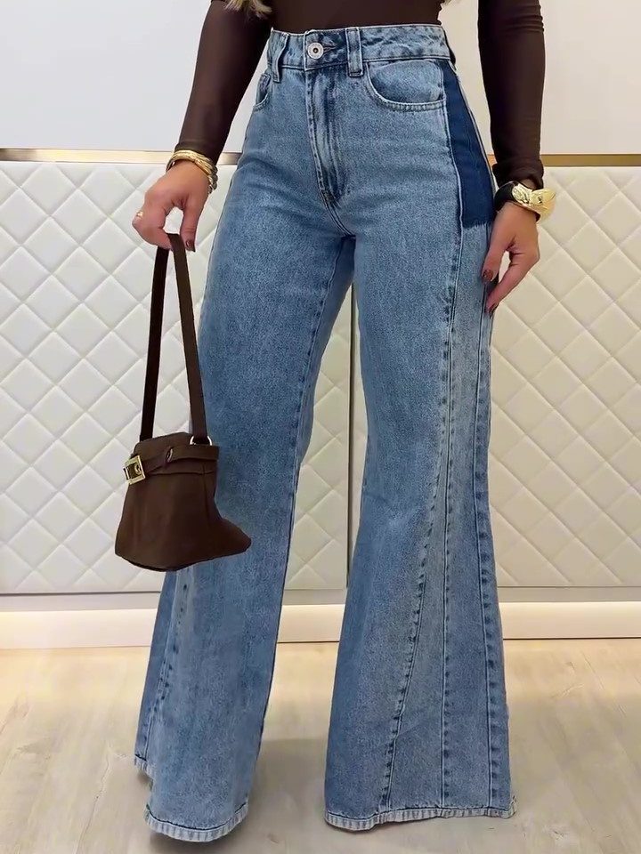 Trendy Light Blue High - Waisted Flared Jeans - Image 5