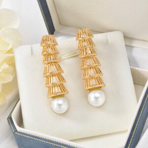 Vintage Jewelry Gold Hollow-Out Pearl Jewelry Four-Piece Set