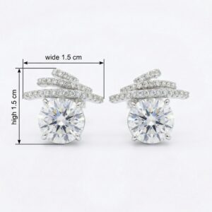 925 Sterling Silver Exquisite Radiant Sunny Gemstone Studs with Sparkling Ribbon Accents and Shimmering Pavé Details