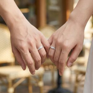 925 Sterling Silver S925 Sterling Silver Adjustable Couple Rings with Hammered Texture and Engraved Chinese Calligraphy