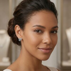 925 Sterling Silver Elegant Silver Filigree Bow Knot Stud Earrings with Sparkling Marquise Zirconia Center