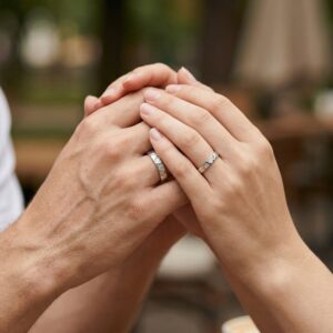 925 Sterling Silver Elegant S925 Sterling Silver Heart Pattern Couple Rings – Romantic Adjustable Jewelry Set