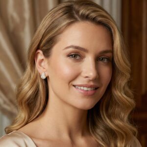 925 Sterling Silver Elegant Pear and Oval Cut Moissanite Halo Stud Earrings