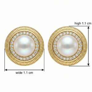 925 Sterling Silver Elegant Cultured Pearl and Sparkling Diamond Textured Halo Stud Earrings