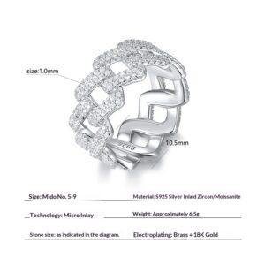 925 Silver Inlaid Moissanite Hip-Hop Full-Cover Ring